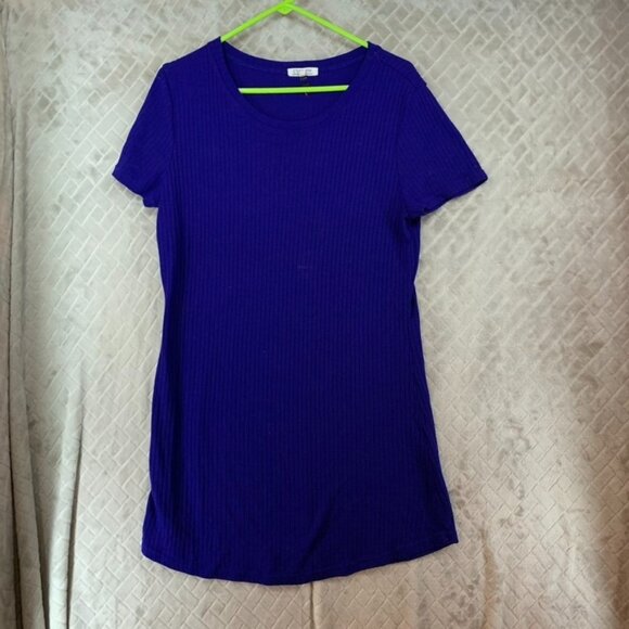 C'Est Toi Womens 2XL Sweater Tunic Top Blue Short Sleeve Lightweight - Picture 1 of 15